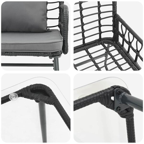 Kerti Bútor Szett párnával 4 pcs Fekete és Antracit