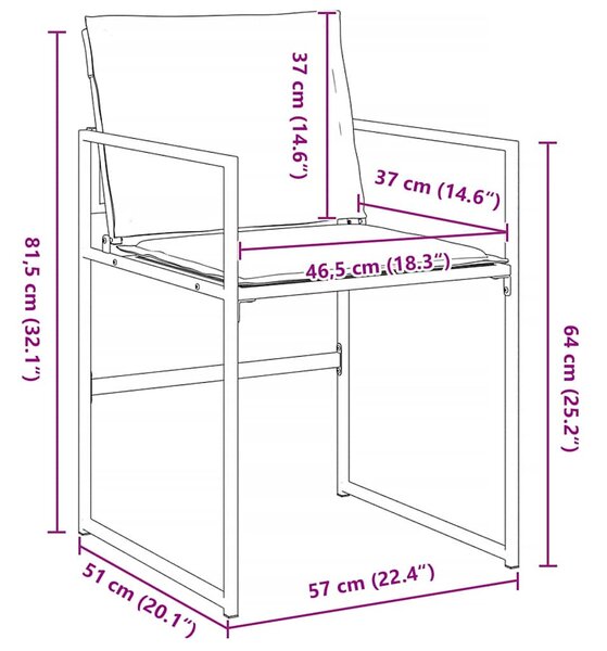 Kert étkező szett 5 pcs Fekete 160 x 80 x 73 cm