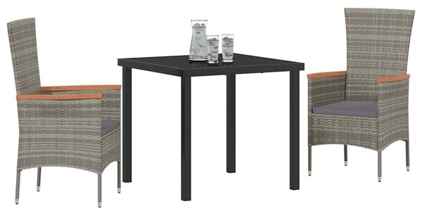 Kert étkező szett párnával 3 pcs Szürke Porszórt acél