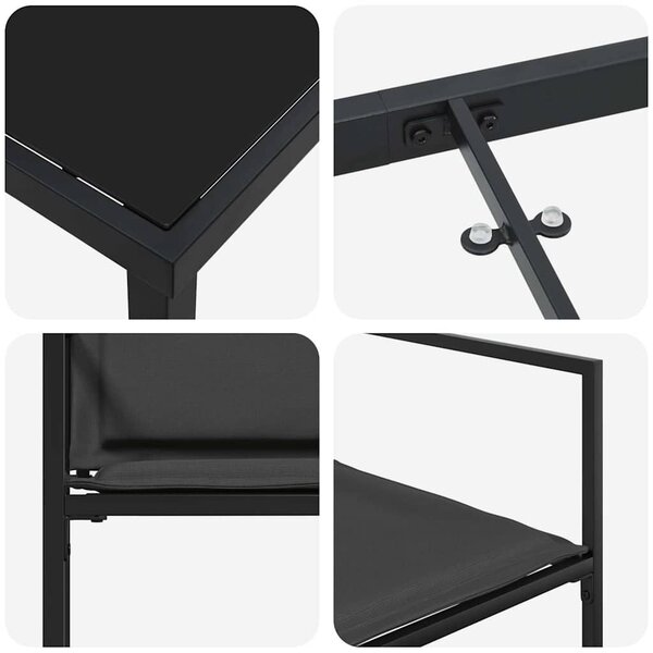 Kert étkező szett 5 pcs Fekete 160 x 80 x 73 cm
