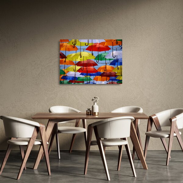 Színes esernyők képe (üvegen) (70x50 cm)