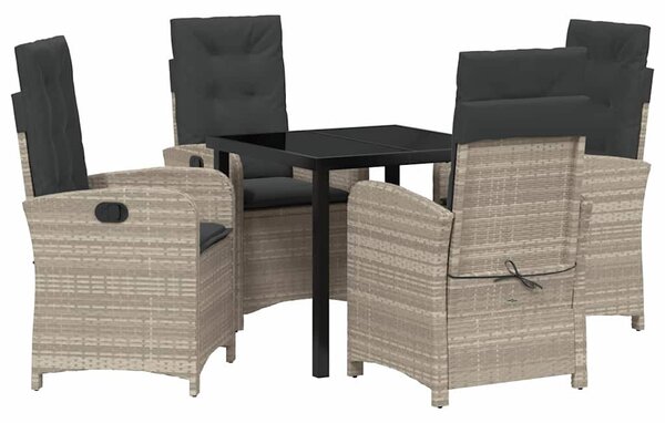 Kert étkező szett párnával 5 pcs Világosszürke polirattan
