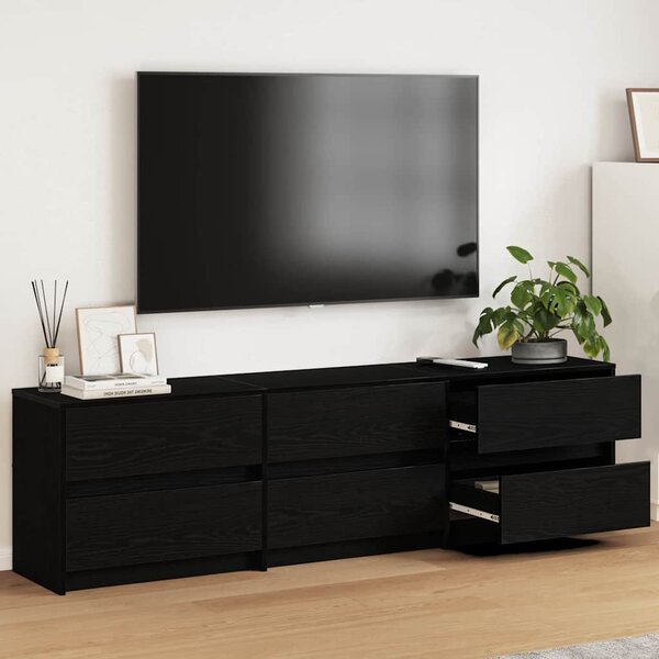 TV szekrény fiókkal Fekete 182 x 34 x 50 cm Faanyag