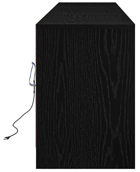 TV szekrény fiókkal Fekete 182 x 34 x 50 cm Faanyag
