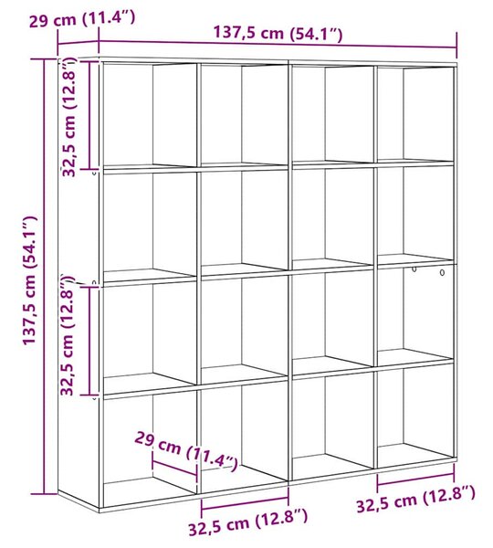 Könyvespolc Musta tammi 137.5 x 29 x 137.5 cm Faanyag