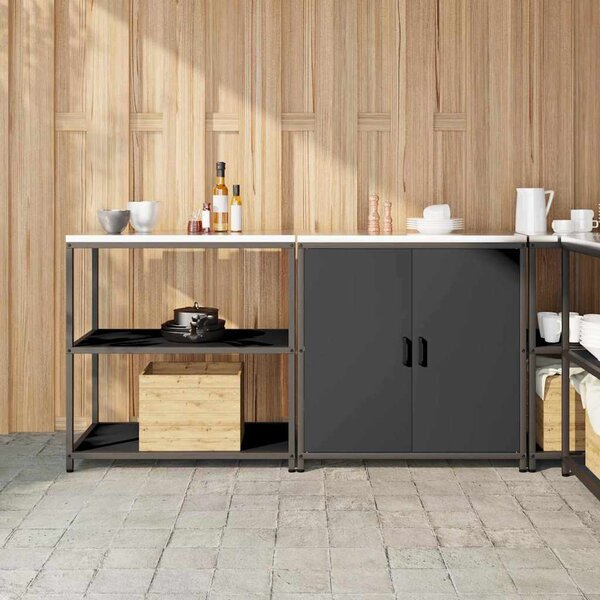 Konyhai Tároló Készlet polcokkal 2 pcs Fekete 180 x 50 x 92 cm