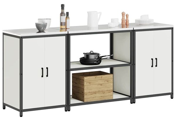 Konyhai Tároló Készlet polcokkal 3 pcs Fehér 210 x 50 x 92 cm