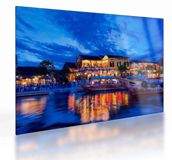 Egy kép Hoi An éjszakai városáról, Vietnam (üvegen) (70x50 cm)
