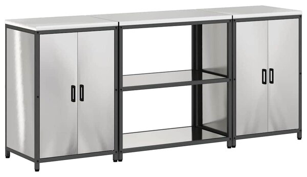 Konyhai Tároló Készlet polcokkal 3 pcs Ezüst 210 x 50 x 92 cm