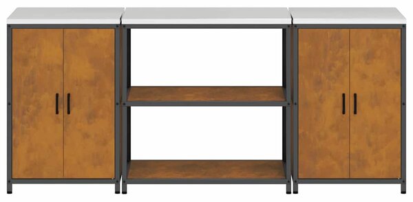 Konyhai Tároló Készlet polcokkal 3 pcs Rozsdás 210 x 50 x 92 cm