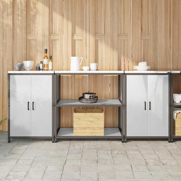 Konyhai Tároló Készlet polcokkal 3 pcs Ezüst 210 x 50 x 92 cm