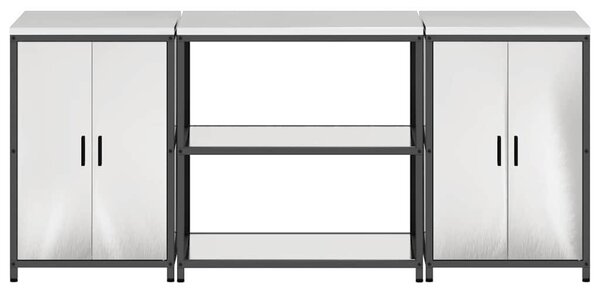 Konyhai Tároló Készlet polcokkal 3 pcs Ezüst 210 x 50 x 92 cm