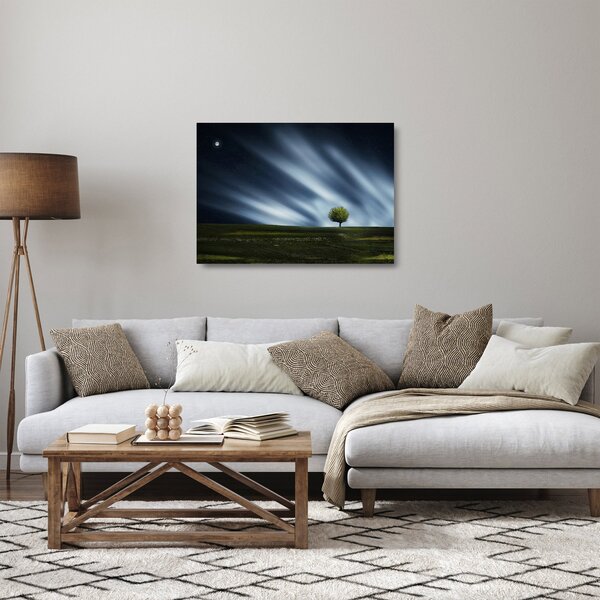Az aurora borealis képe egy lápvidéken (üvegen) (70x50 cm)