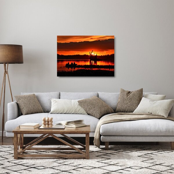 Kép - Halászok a tavon (üvegen) (70x50 cm)