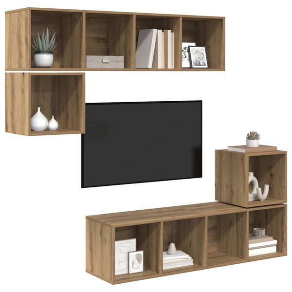 TV szekrény garnitúra 4 pcs Artisan tölgy Faanyag