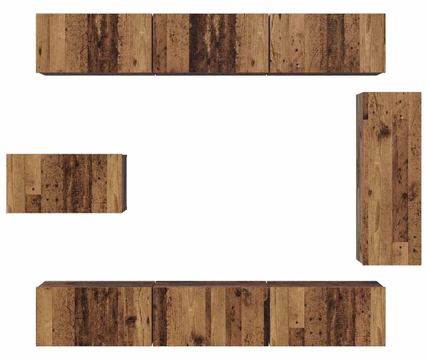 TV szekrény garnitúra 8 pcs Régi fa 30.5 x 30 x 90 cm Faanyag