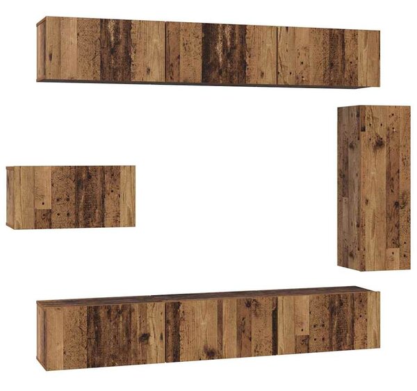 TV szekrény garnitúra 8 pcs Régi fa 30.5 x 30 x 90 cm Faanyag