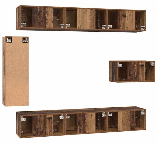TV szekrény garnitúra 8 pcs Régi fa 30.5 x 30 x 90 cm Faanyag