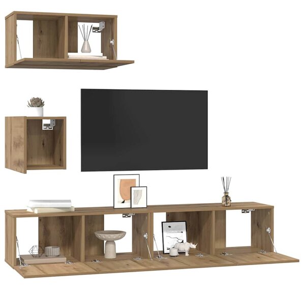 TV szekrény garnitúra 3 pcs Artisan tölgy Faanyag