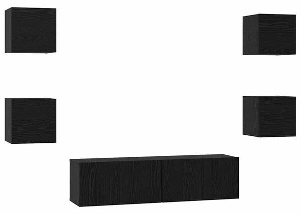 TV szekrény garnitúra 6 pcs Fekete tölgy Faanyag
