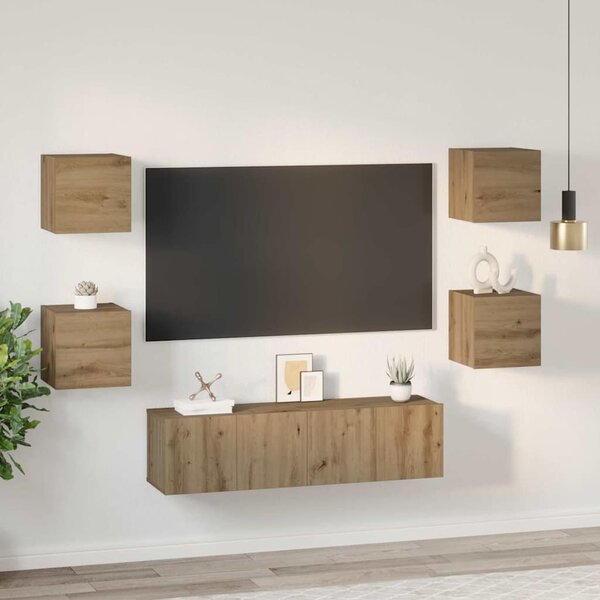 TV szekrény garnitúra 6 pcs Artisan tölgy Faanyag