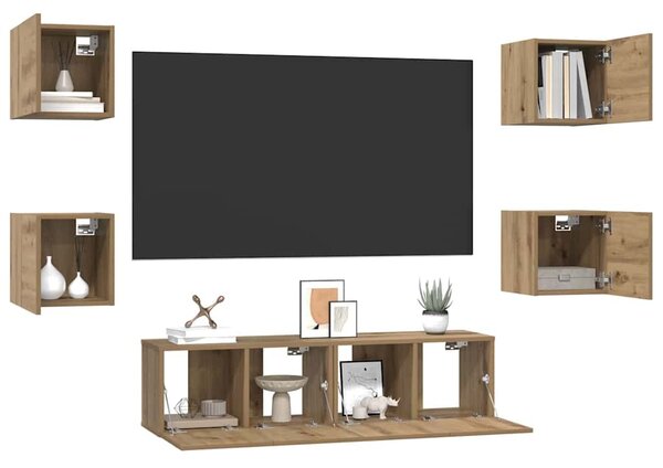 TV szekrény garnitúra 6 pcs Artisan tölgy Faanyag