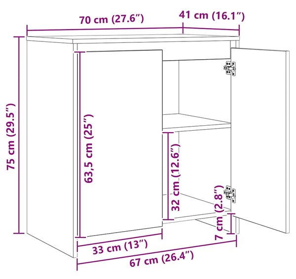 Oldalszekrények 3 pcs Régi fa 70 x 41 x 75 cm Faanyag