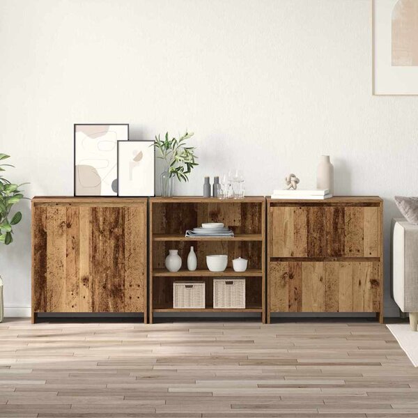 Oldalszekrények 3 pcs Régi fa 70 x 41 x 75 cm Faanyag