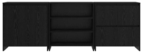 Széf 3 pcs Musta tammi 70 x 41 x 75 cm Faanyag