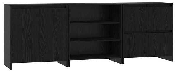 Széf 3 pcs Musta tammi 70 x 41 x 75 cm Faanyag