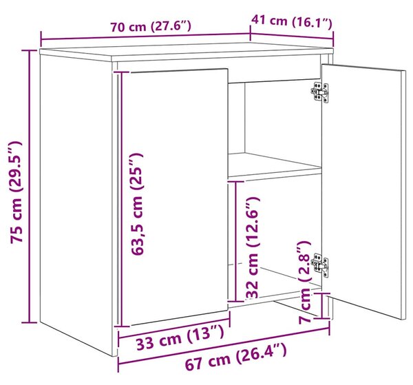 Széf 3 pcs Musta tammi 70 x 41 x 75 cm Faanyag