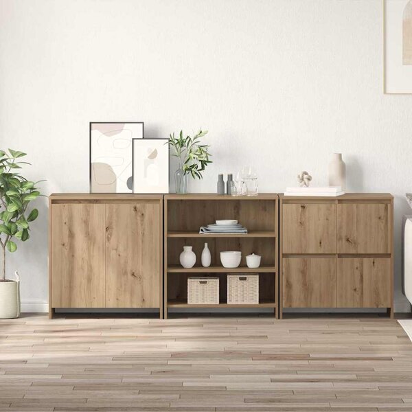 Oldalszekrények 3 pcs kézműves tölgy 70 x 41 x 75 cm Faanyag