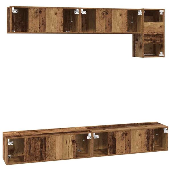 TV szekrény garnitúra 5 pcs Régi fa 100 x 30 x 30 cm Faanyag
