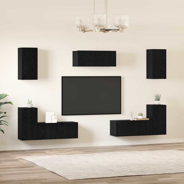 TV szekrény garnitúra 7 pcs Fekete tölgy Faanyag