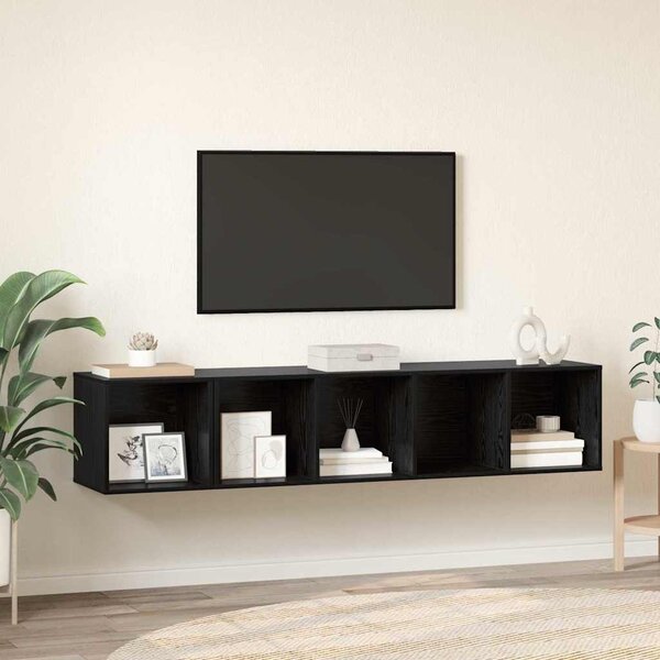 TV Szekrény Szett 2 pcs Musta tammi 37 x 37 x 142.5 cm Faanyag