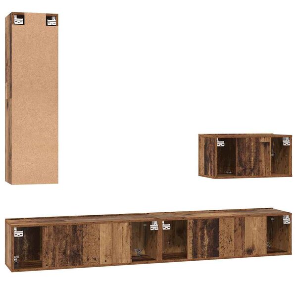 TV Szekrény Szett 4 pcs Régi fa 200 x 30 x 30 cm Faanyag