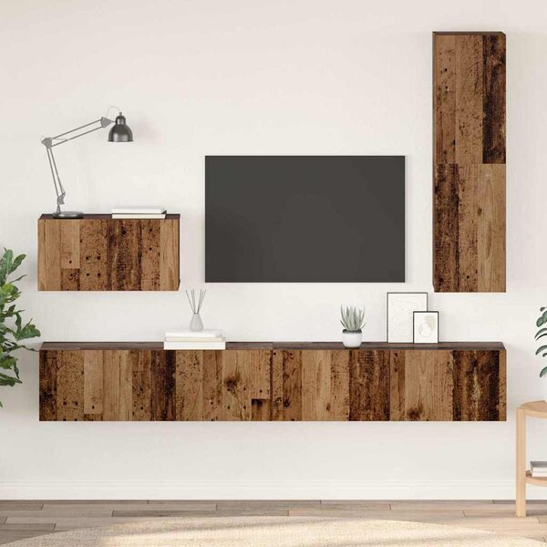 TV Szekrény Szett 4 pcs Régi fa 200 x 30 x 30 cm Faanyag