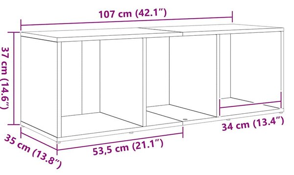 TV szekrény 3 pcs Fekete 107 x 35 x 37 cm Faanyag