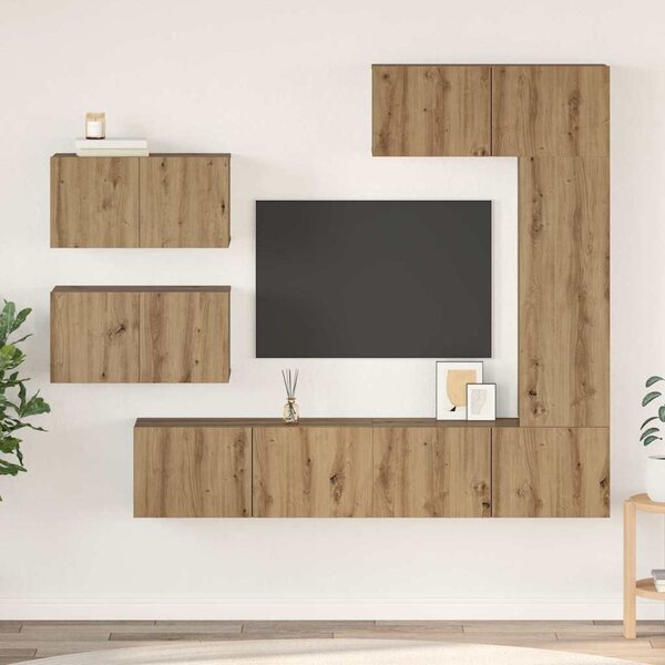 TV szekrény garnitúra 6 pcs Artisan tölgy Faanyag