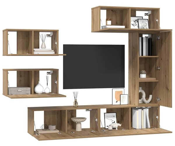 TV szekrény garnitúra 6 pcs Artisan tölgy Faanyag