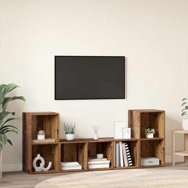 TV szekrény 3 pcs Barna 107 x 35 x 37 cm Faanyag
