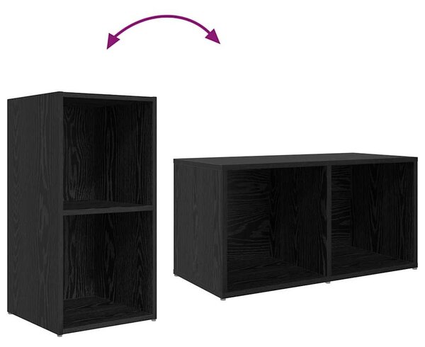TV szekrény 3 pcs Fekete 107 x 35 x 37 cm Faanyag