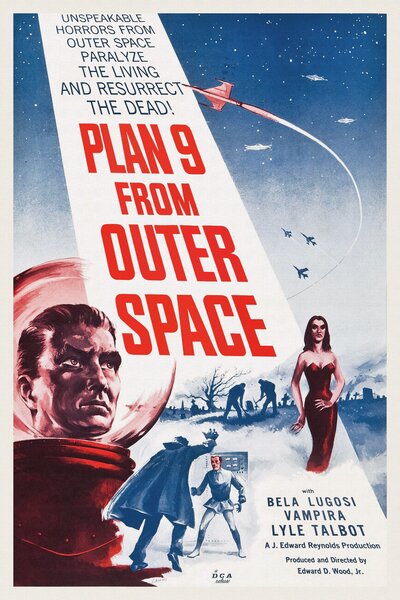 Reprodukció Plan 9 from Outer Space (Vintage Cinema / Retro Movie Theatre Poster / Horror & Sci-Fi), (26.7 x 40 cm)