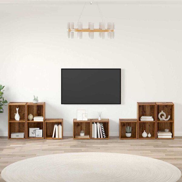 TV Szekrény Szett 8 pcs Öreg fa 37 x 35 x 72 cm Faanyag