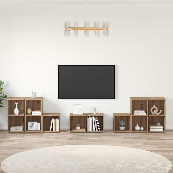 TV Szekrény Szett 8 pcs Artisan tölgy 37 x 35 x 72 cm Faanyag