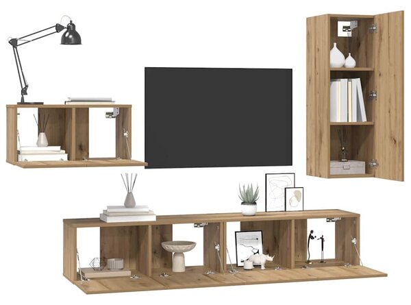 TV szekrény garnitúra 4 pcs Artisan tölgy Faanyag
