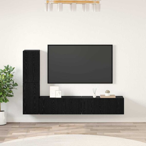 Fali TV Szekrény Falra szerelhető 4 pcs Musta tammi Faanyag