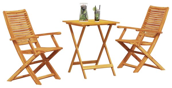 Összecsukható Bistro Szett 3 pcs Barna Tömör Akácfa