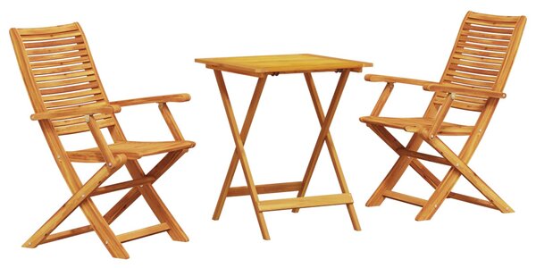 Összecsukható Bistro Szett 3 pcs Barna Tömör Akácfa