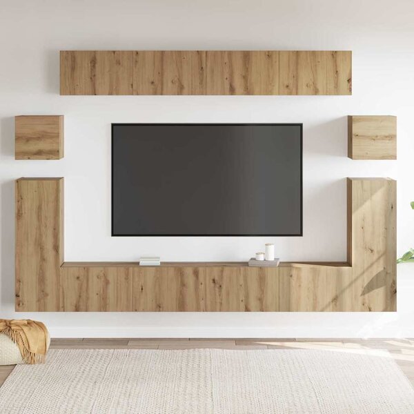 TV egységek Falra szerelhető 4 pcs Artisan tölgy Faanyag